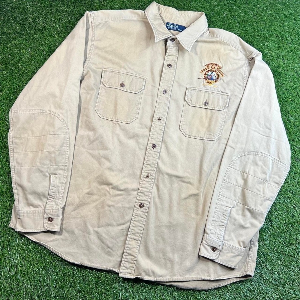 Vintage Polo Ralph Lauren 1967 Pheasant Field Shirt Jacket 2XL Khaki Safari Mens